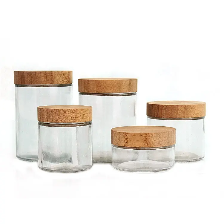 Customizable Tiny Glass Jars with Bamboo Lids for Wholesale Hermetic Meals Storage – Obtainable in 220ml, 300ml, 420ml, 660ml, and 730ml for Honey and Cereals